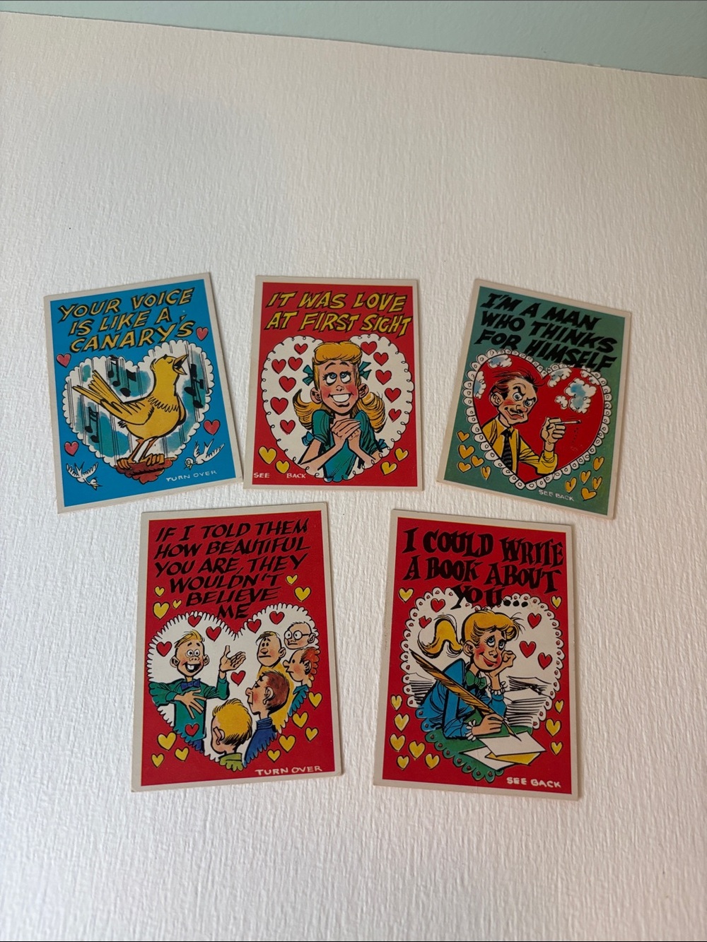Vintage Topps Funny Valentine Trading Cards Set of 5